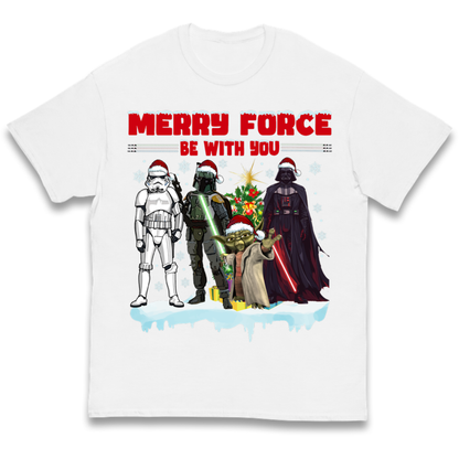 Merry Force Be With You Christmas Kids T-Shirt