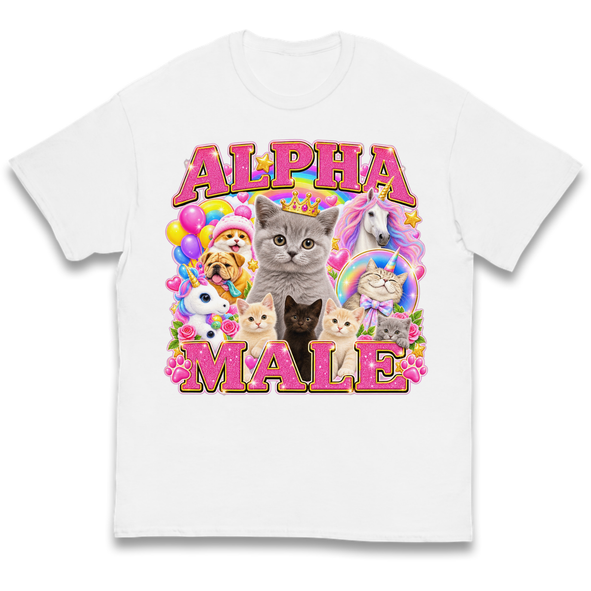 Alpha Male Funny Kitten Unicorn Kids T-Shirt