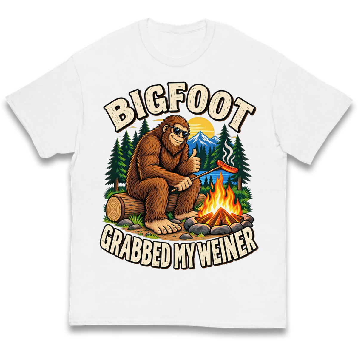 Bigfoot Grabbed My Weiner Camping Kids T-Shirt