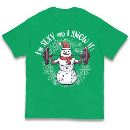 Gym Snowman Graphic Christmas Kids T-Shirt