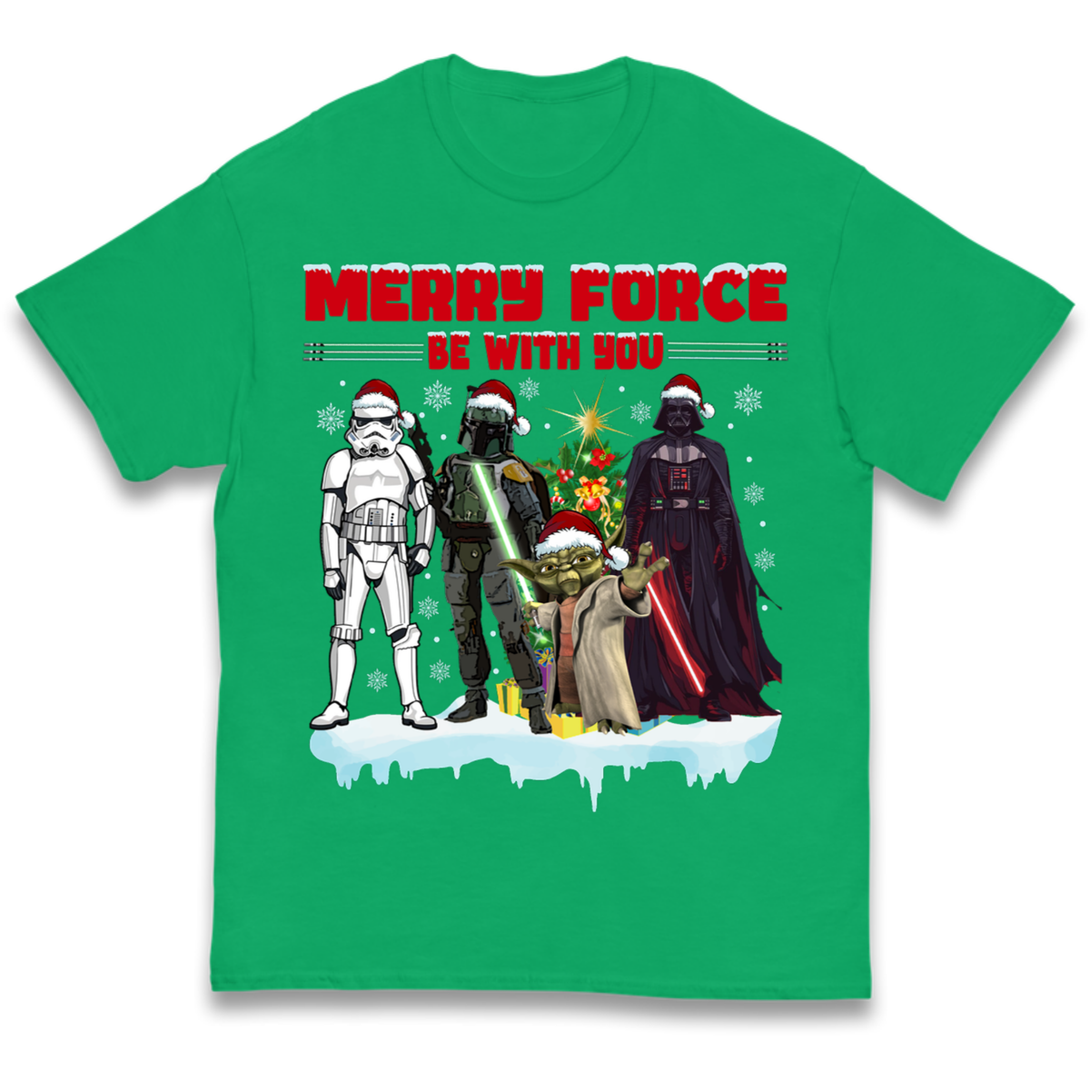 Merry Force Be With You Christmas Kids T-Shirt