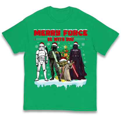 Merry Force Be With You Christmas Kids T-Shirt