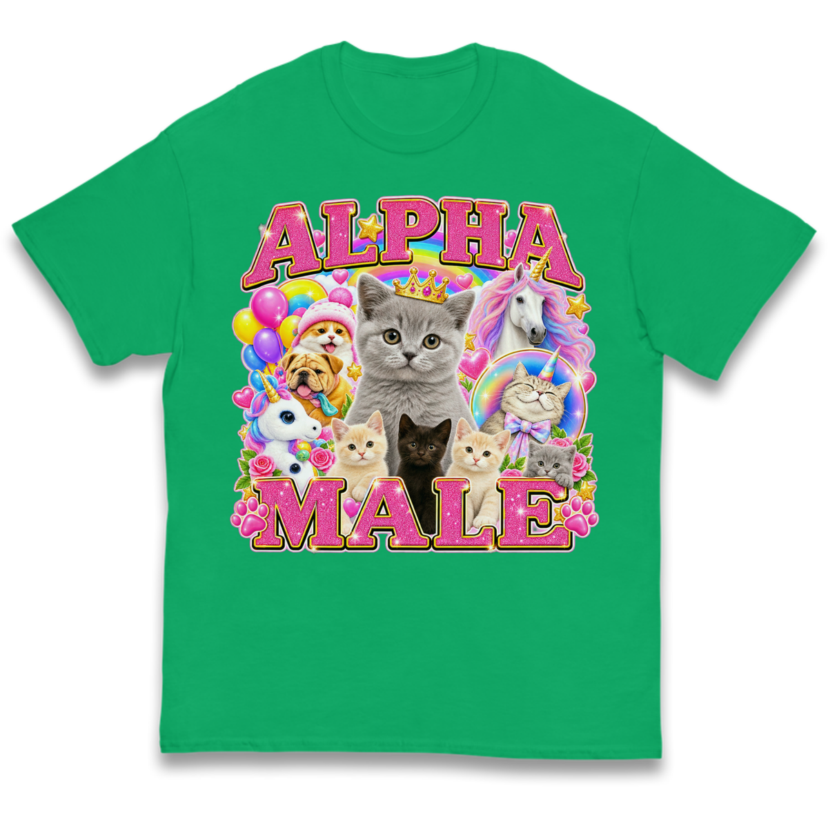 Alpha Male Funny Kitten Unicorn Kids T-Shirt