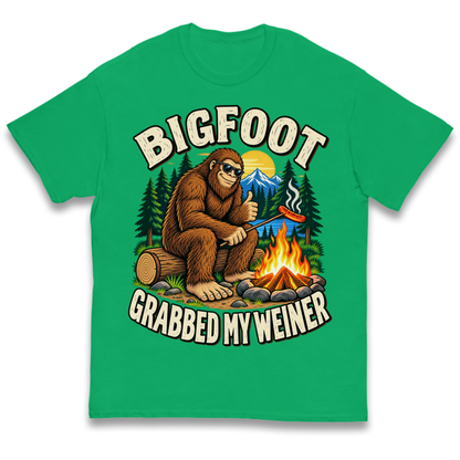 Bigfoot Grabbed My Weiner Camping Kids T-Shirt