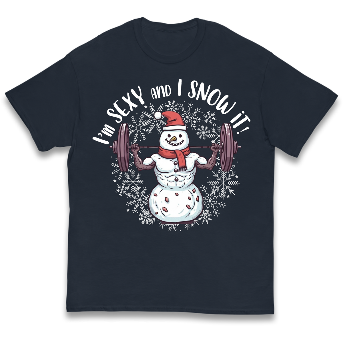 Gym Snowman Graphic Christmas Kids T-Shirt