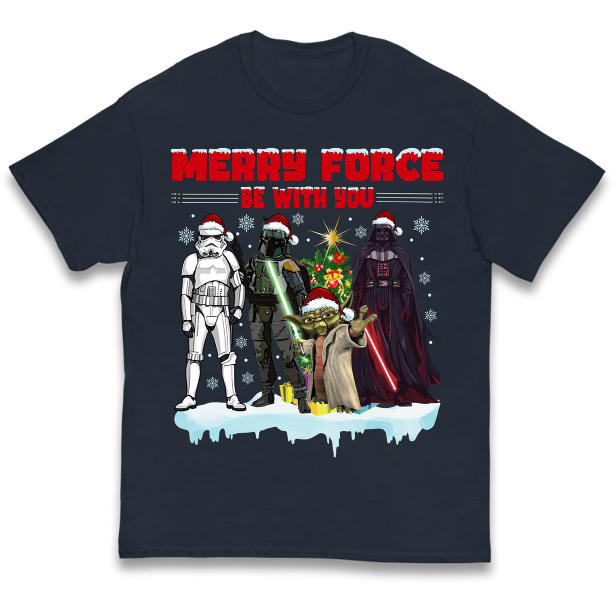Merry Force Be With You Christmas Kids T-Shirt