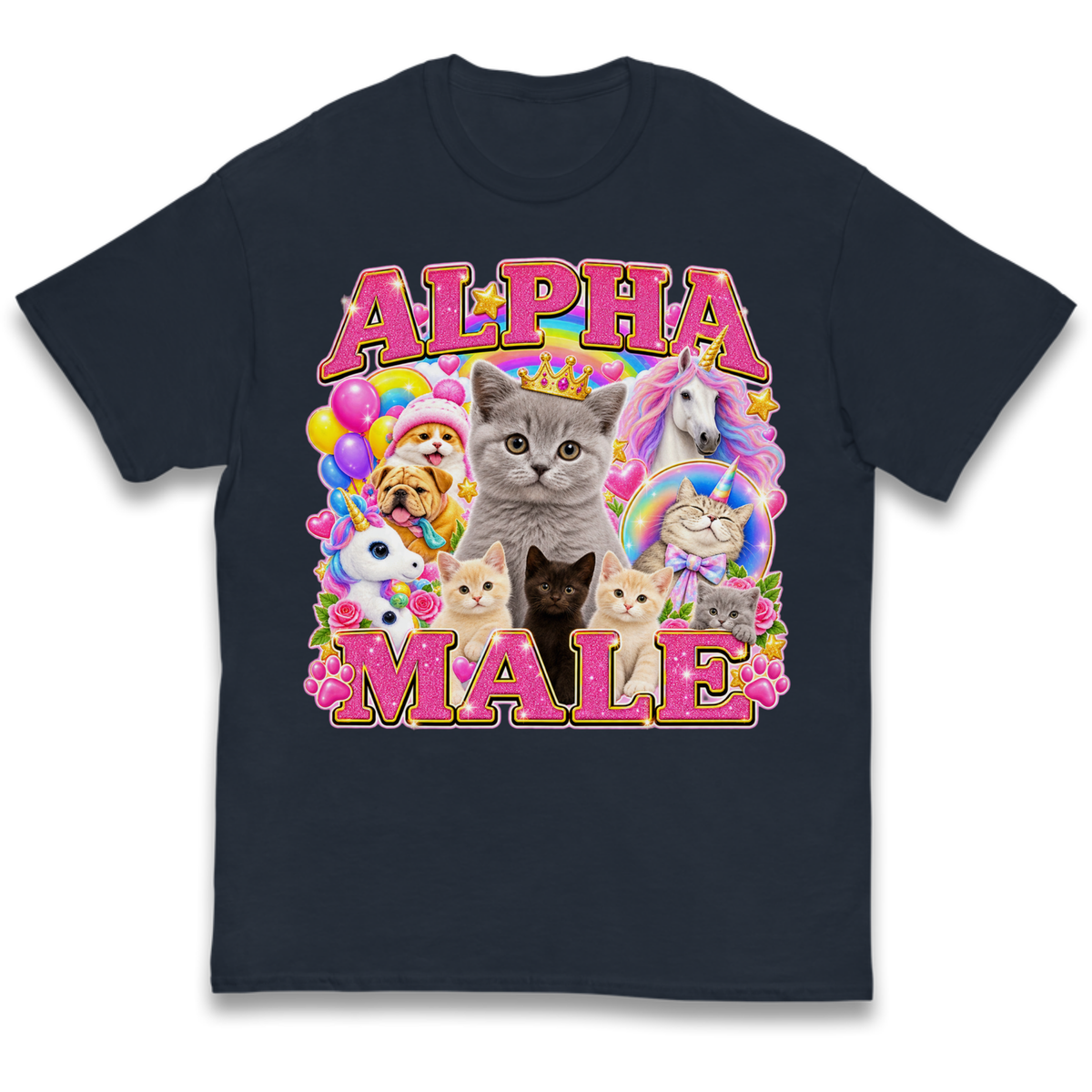 Alpha Male Funny Kitten Unicorn Kids T-Shirt