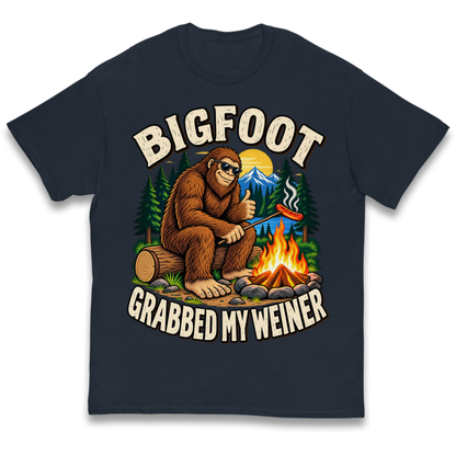 Bigfoot Grabbed My Weiner Camping Kids T-Shirt