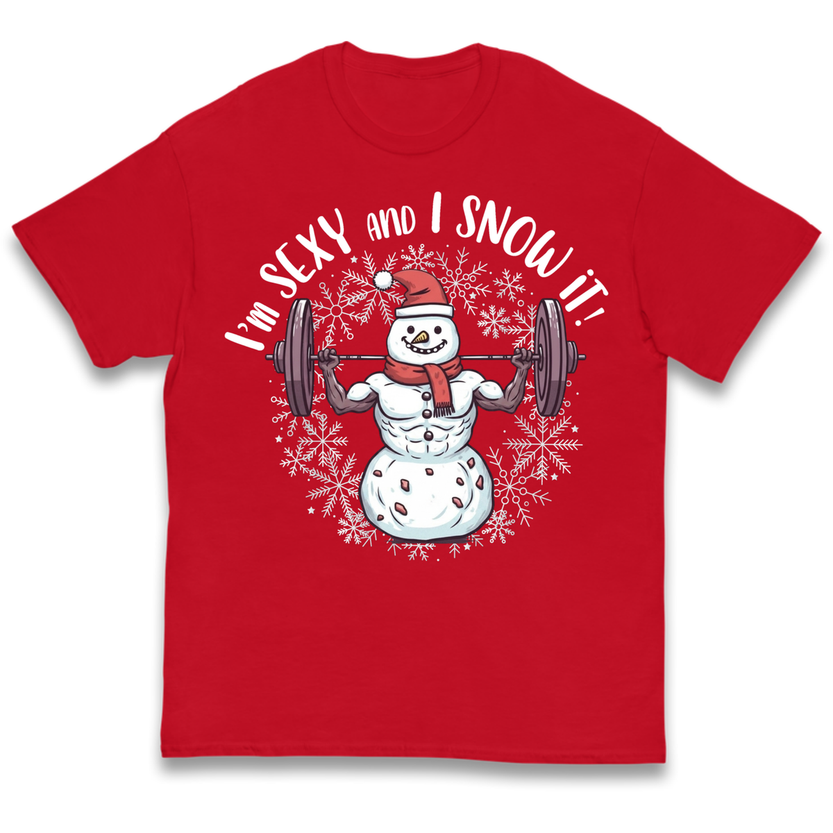 Gym Snowman Graphic Christmas Kids T-Shirt