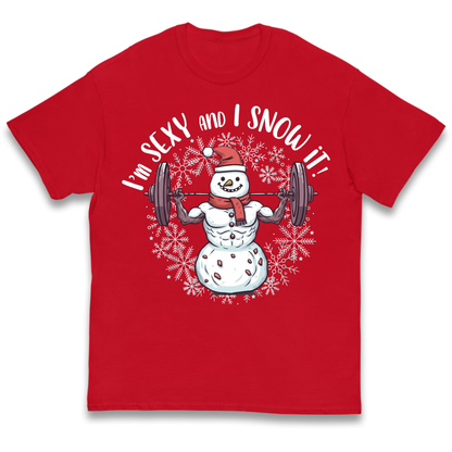 Gym Snowman Graphic Christmas Kids T-Shirt