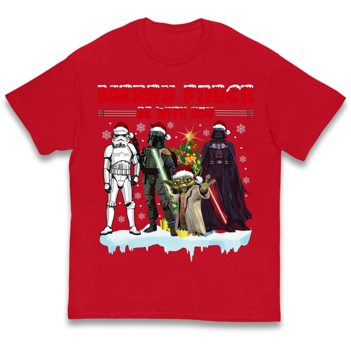 Merry Force Be With You Christmas Kids T-Shirt