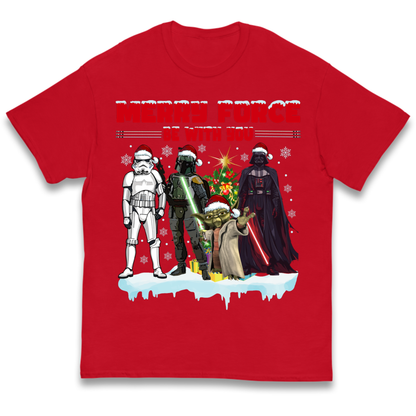 Merry Force Be With You Christmas Kids T-Shirt