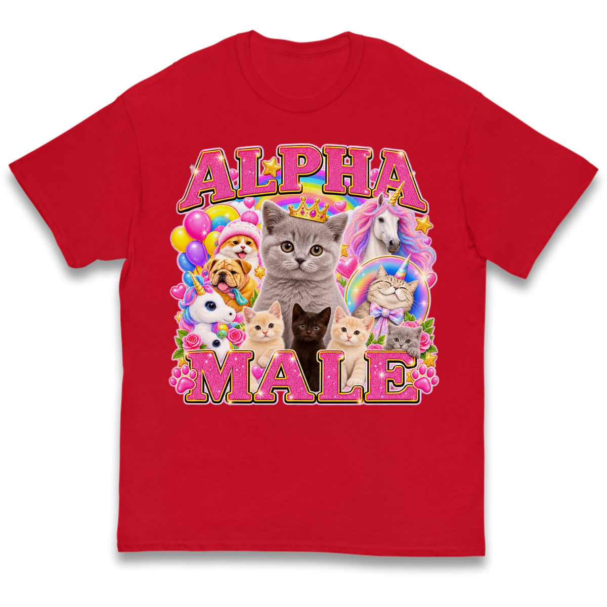 Alpha Male Funny Kitten Unicorn Kids T-Shirt