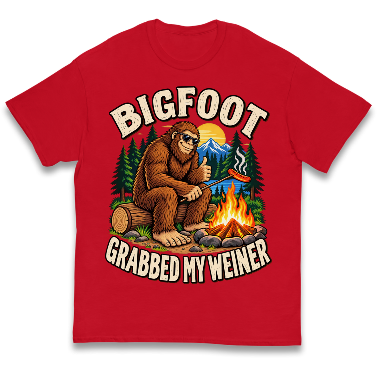 Bigfoot Grabbed My Weiner Camping Kids T-Shirt