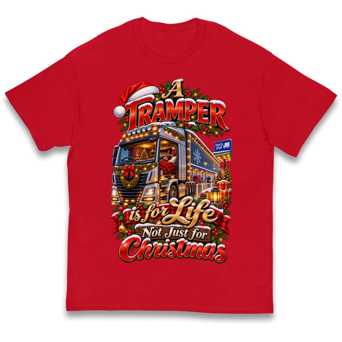 Trucker Christmas Kids T-Shirt