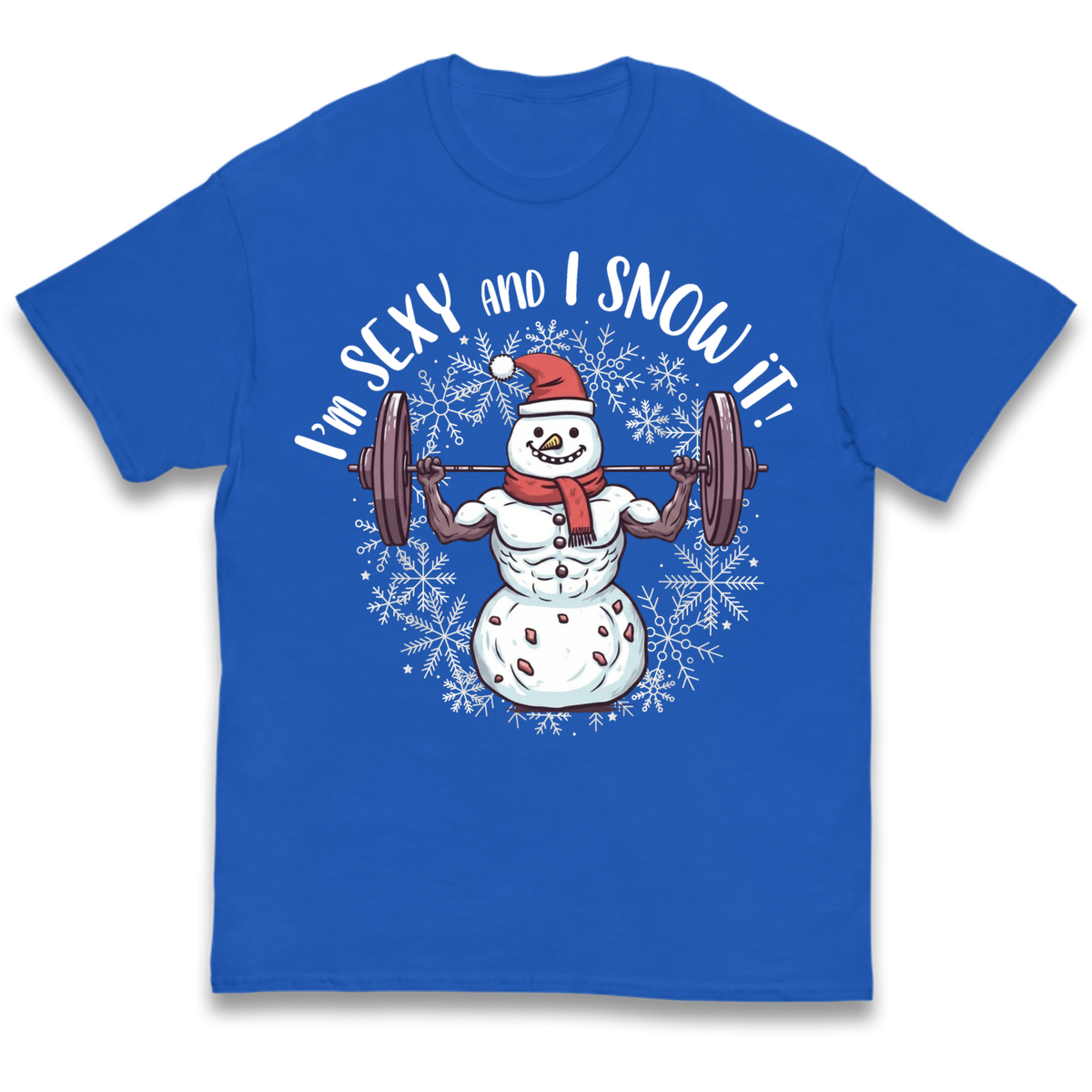 Gym Snowman Graphic Christmas Kids T-Shirt