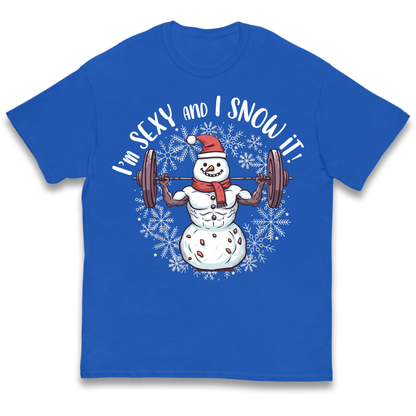 Gym Snowman Graphic Christmas Kids T-Shirt
