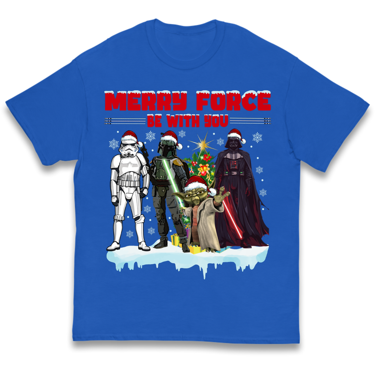 Merry Force Be With You Christmas Kids T-Shirt