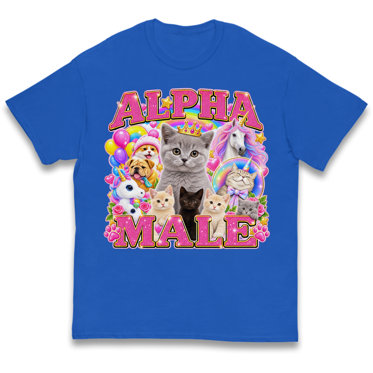 Alpha Male Funny Kitten Unicorn Kids T-Shirt