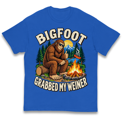 Bigfoot Grabbed My Weiner Camping Kids T-Shirt
