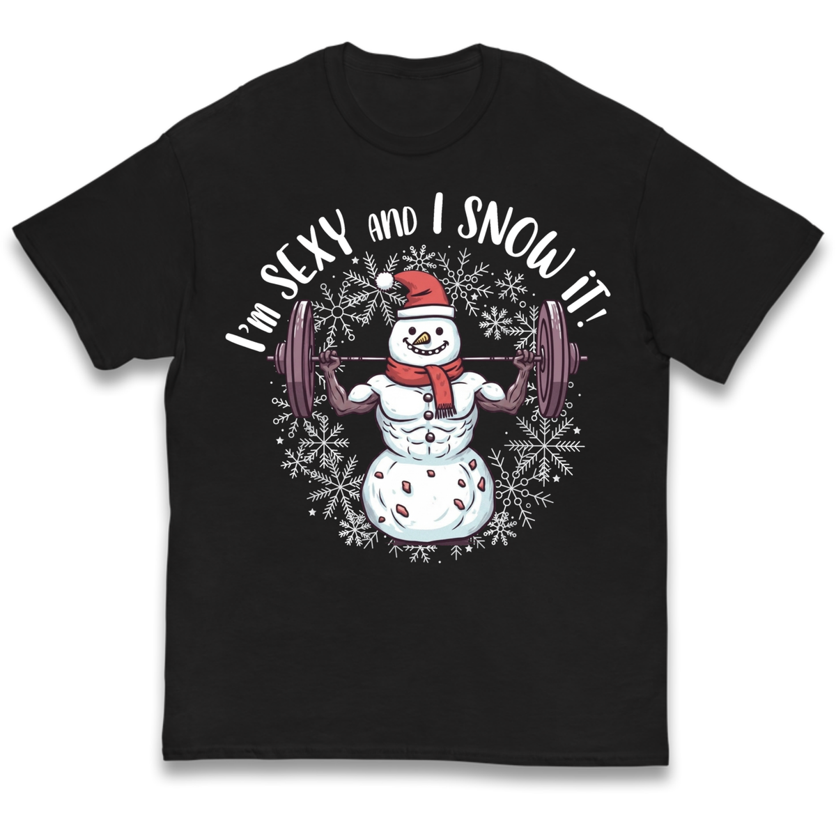 Gym Snowman Graphic Christmas Kids T-Shirt