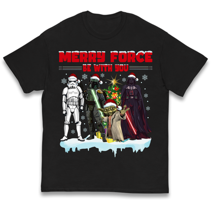 Merry Force Be With You Christmas Kids T-Shirt