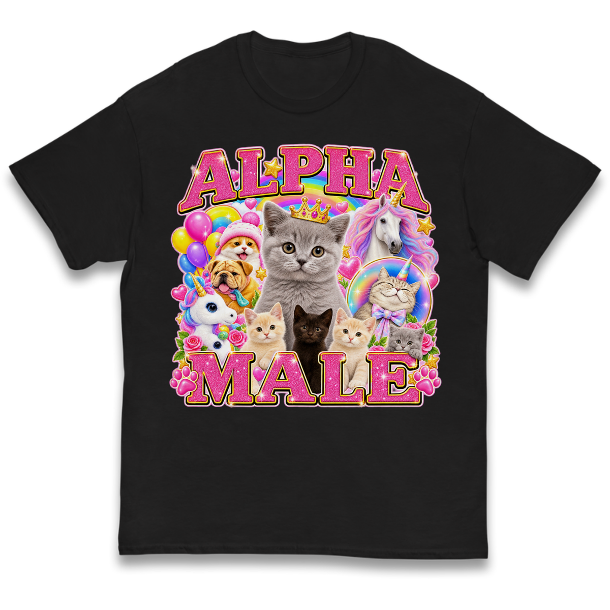 Alpha Male Funny Kitten Unicorn Kids T-Shirt