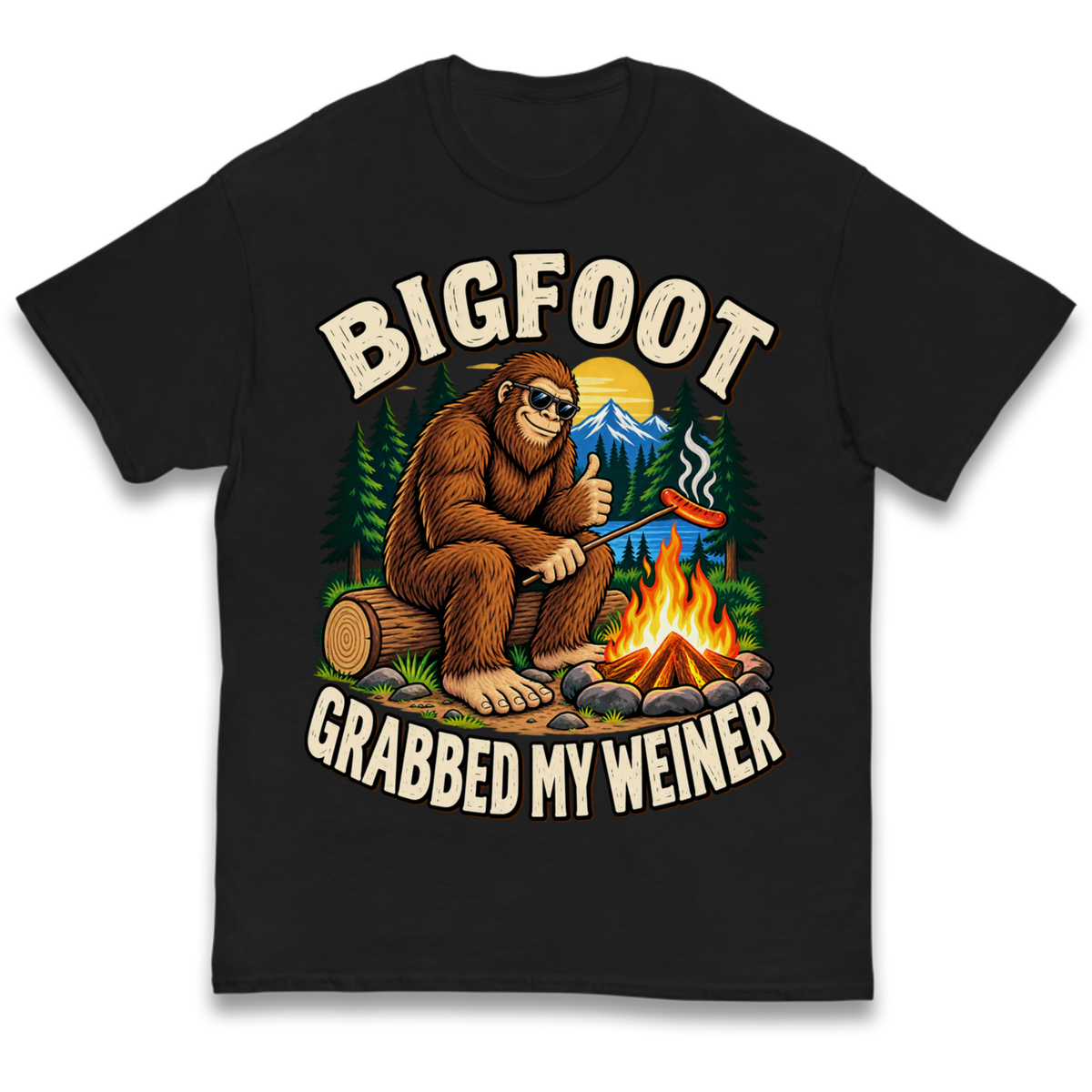 Bigfoot Grabbed My Weiner Camping Kids T-Shirt
