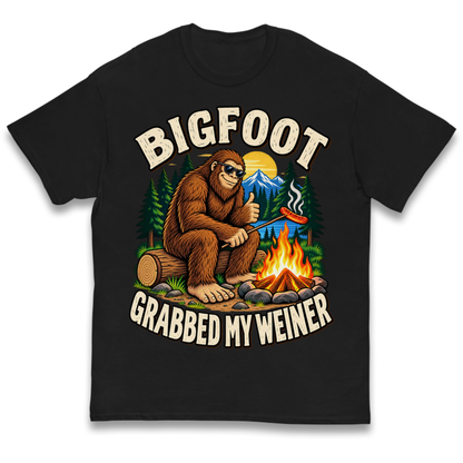 Bigfoot Grabbed My Weiner Camping Kids T-Shirt