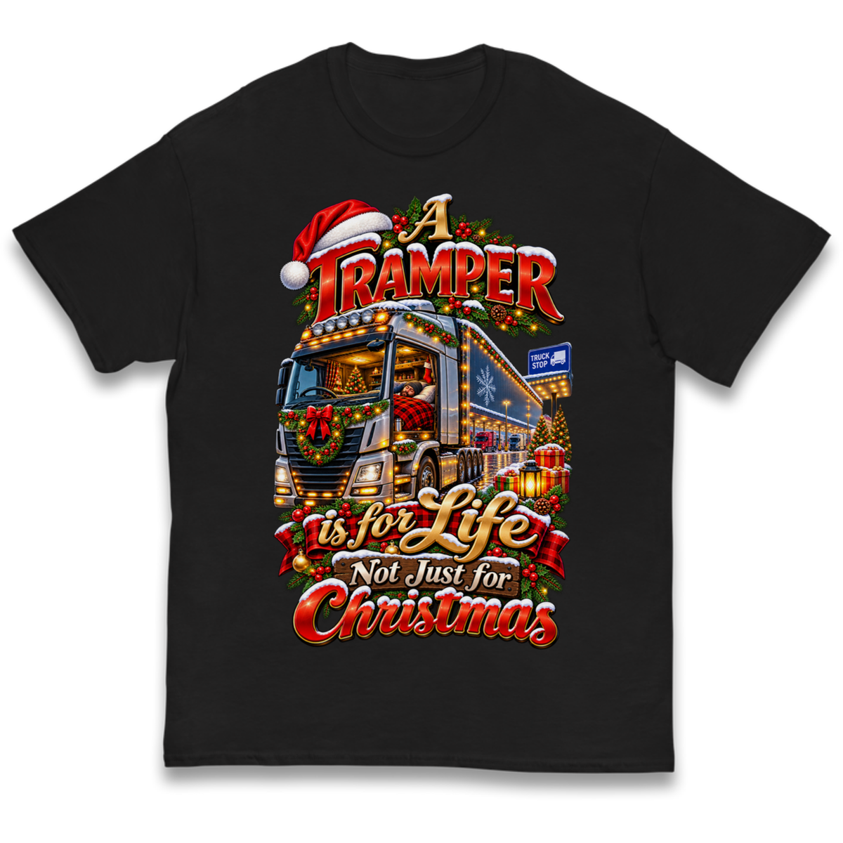 Trucker Christmas Kids T-Shirt