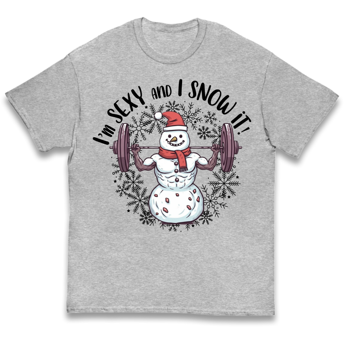 Gym Snowman Graphic Christmas Kids T-Shirt