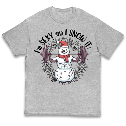 Gym Snowman Graphic Christmas Kids T-Shirt
