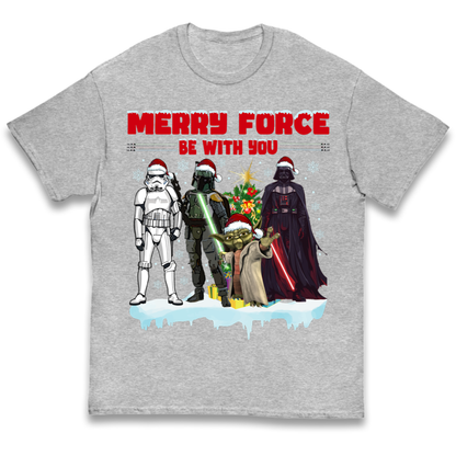 Merry Force Be With You Christmas Kids T-Shirt
