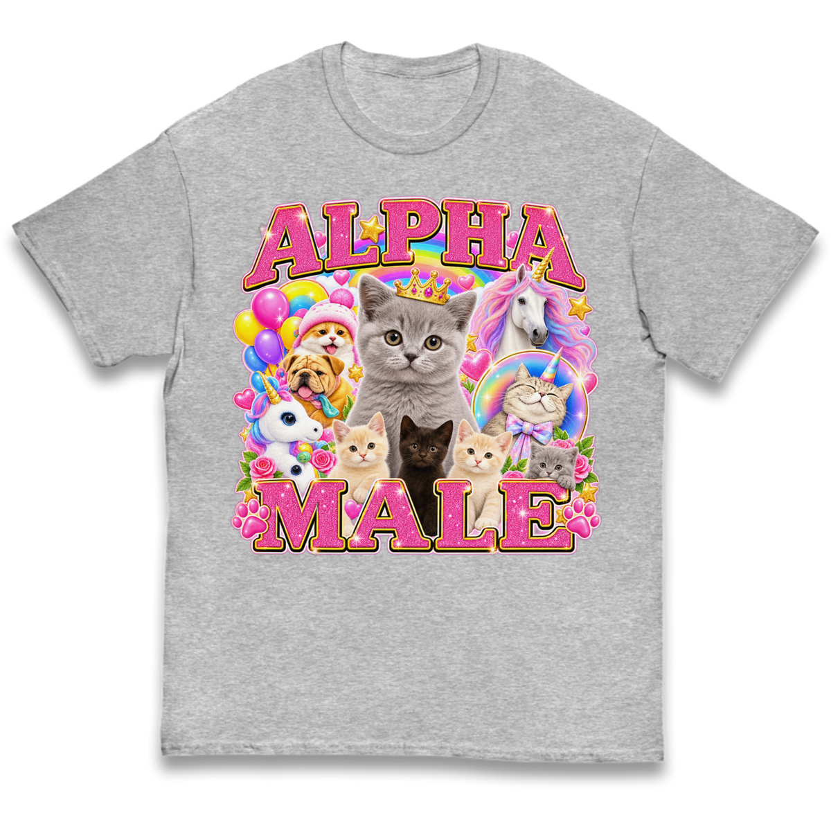 Alpha Male Funny Kitten Unicorn Kids T-Shirt