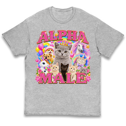 Alpha Male Funny Kitten Unicorn Kids T-Shirt