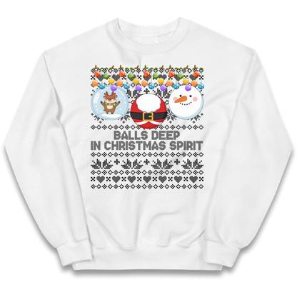Balls Deep in Christmas Spirit Christmas Jumper Kids Jumper
