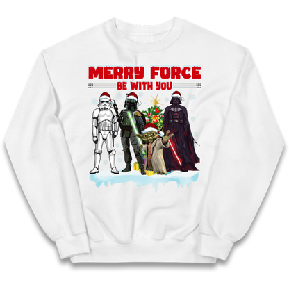 Merry Force Be With You Christmas Kids Jumper