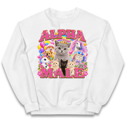 Alpha Male Funny Kitten Unicorn Kids Jumper