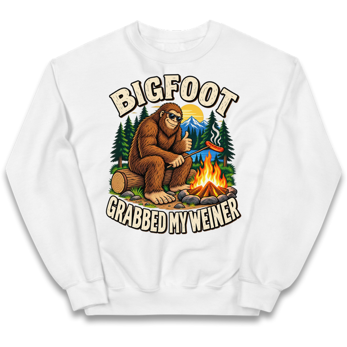 Bigfoot Grabbed My Weiner Camping Kids Jumper