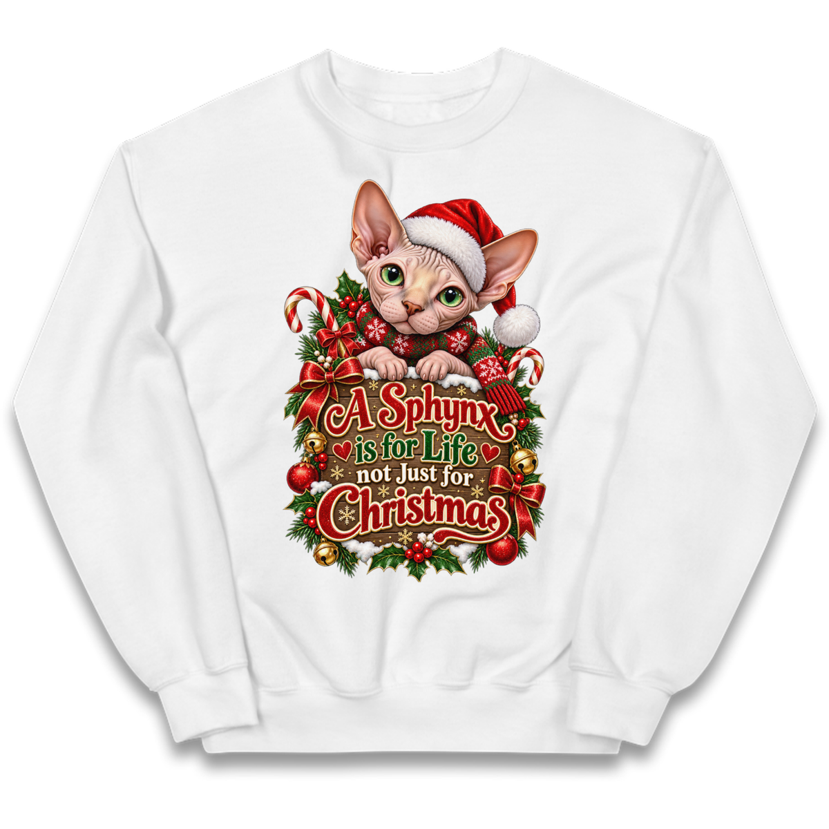 Sphynx Cat Christmas Kids Jumper