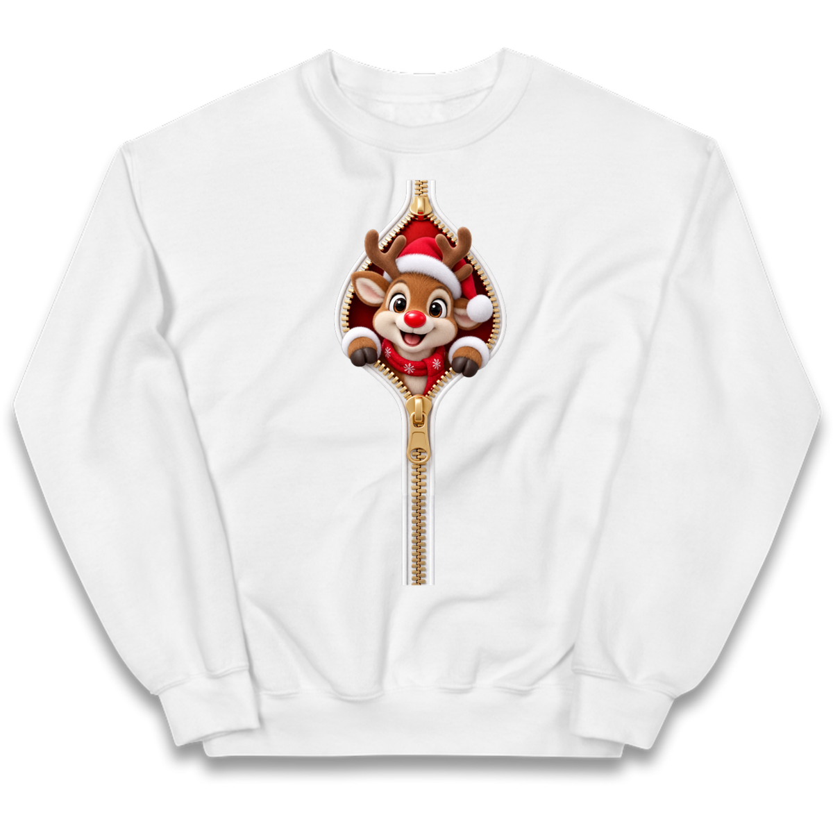 Reindeer Zip Christmas Kids Jumper