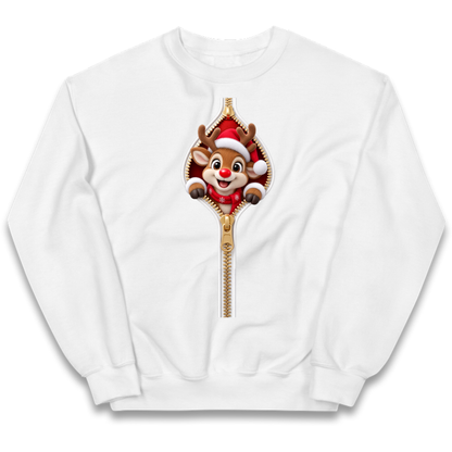 Reindeer Zip Christmas Kids Jumper