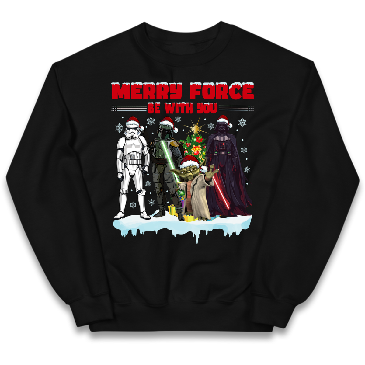 Merry Force Be With You Christmas Kids Jumper
