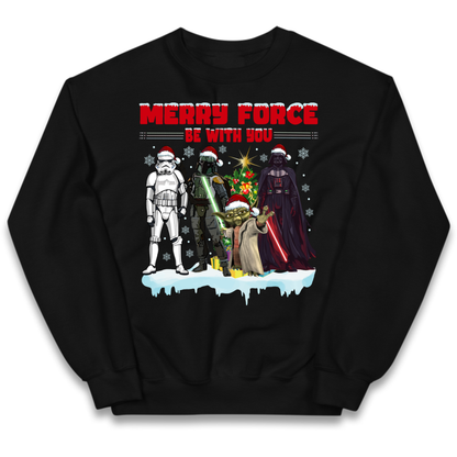 Merry Force Be With You Christmas Kids Jumper