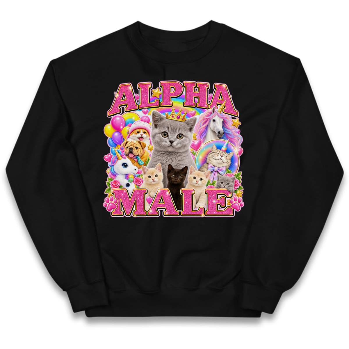 Alpha Male Funny Kitten Unicorn Kids Jumper