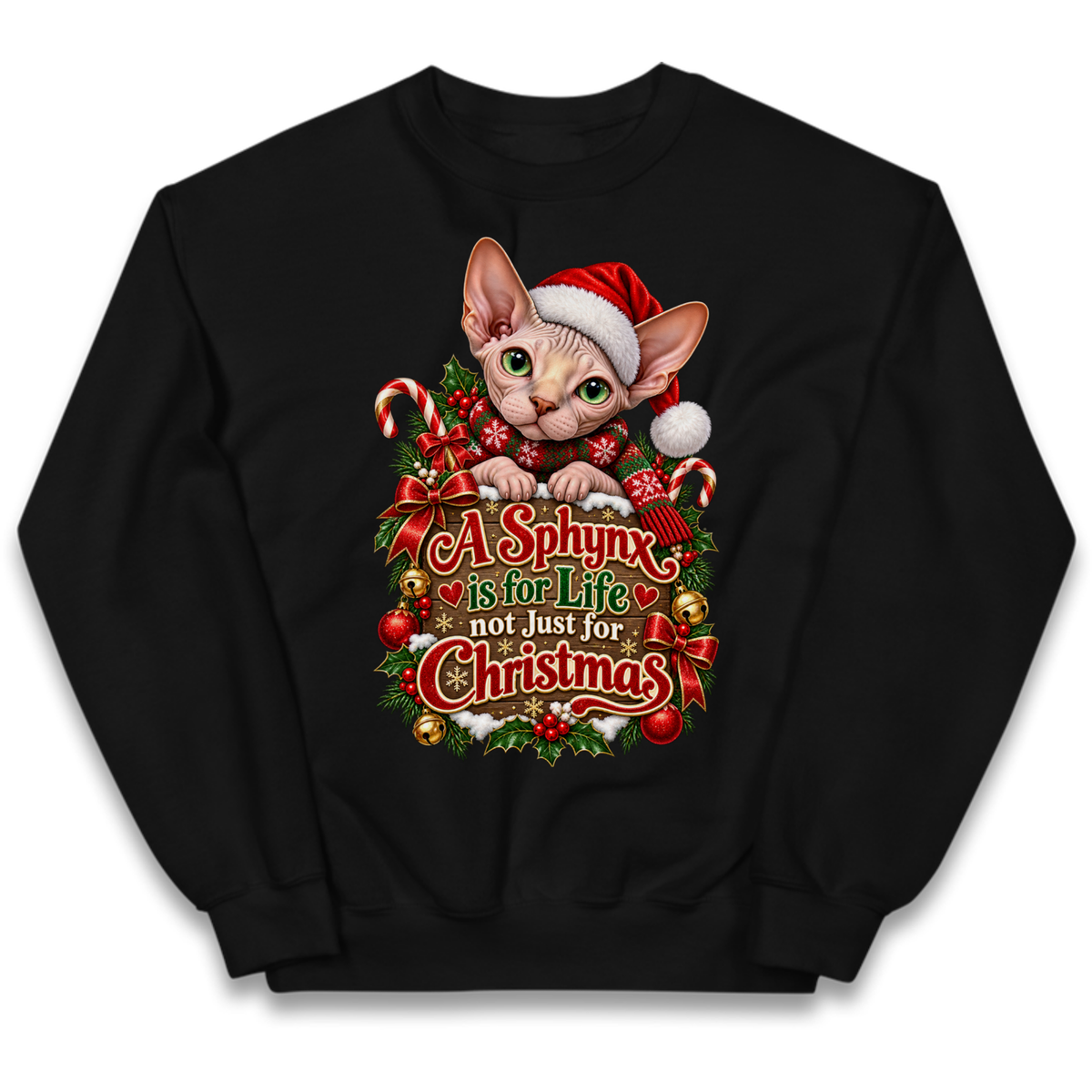 Sphynx Cat Christmas Kids Jumper