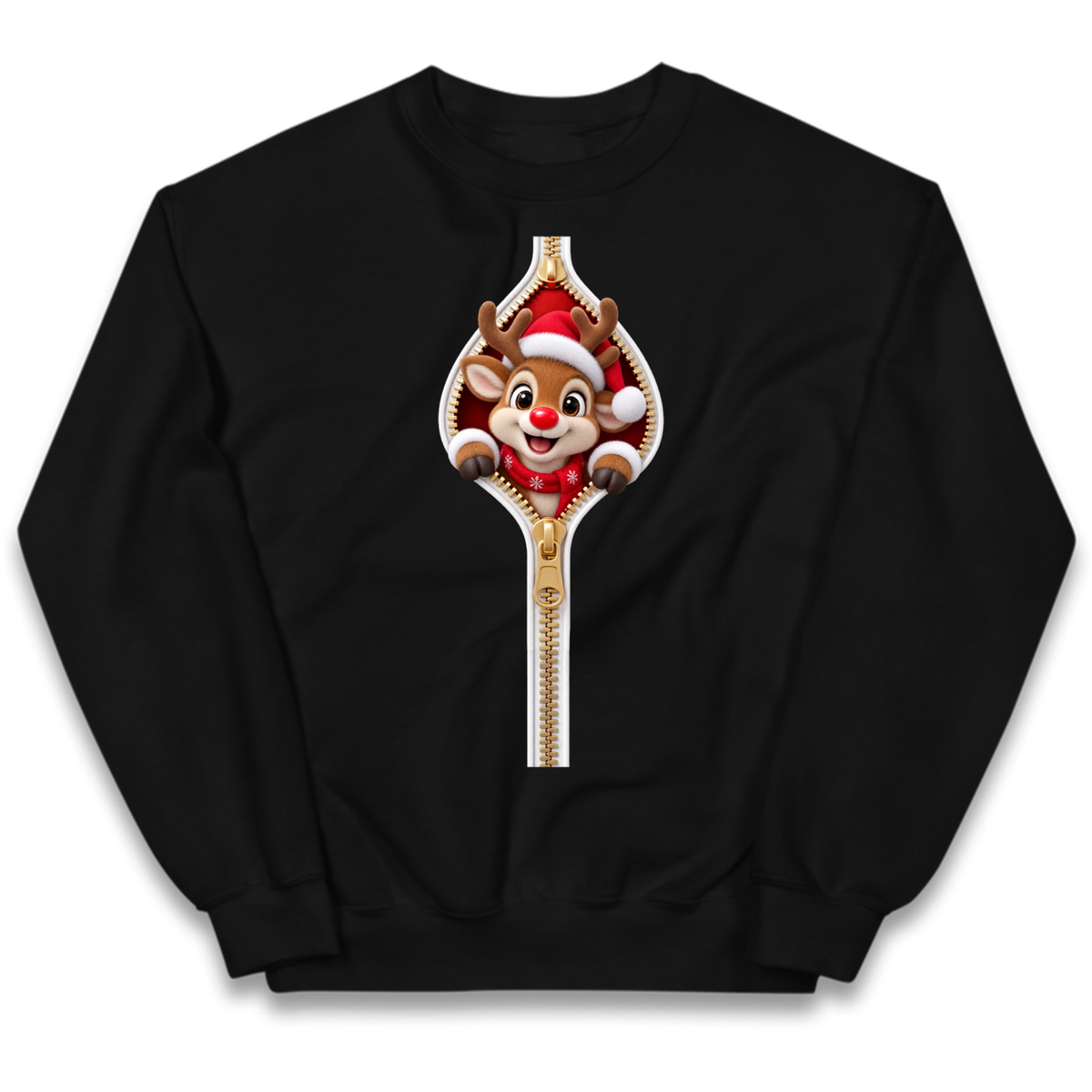Reindeer Zip Christmas Kids Jumper