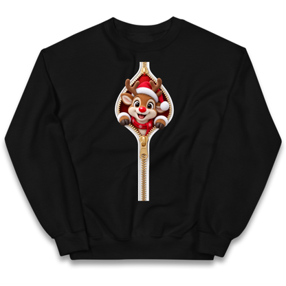 Reindeer Zip Christmas Kids Jumper