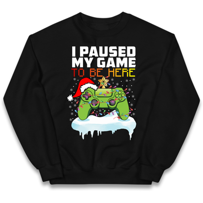 I Paused My Game Christmas Kids Jumper
