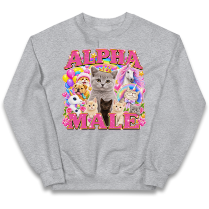 Alpha Male Funny Kitten Unicorn Kids Jumper